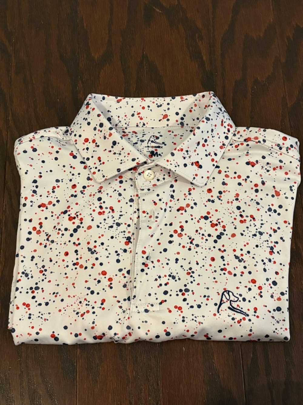 Rhoback White Polo with Red & Navy Splatter - American Summer Collection